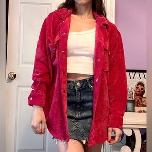 Wild Fable Hot Pink Corduroy Shacket Button-down